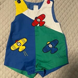 Colorful Airplane Vintage Baby Romper